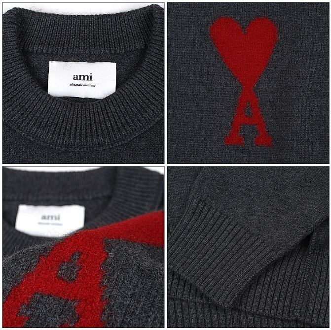 アミパリス アミ ドゥ クール ビッグハートロゴウールセーター