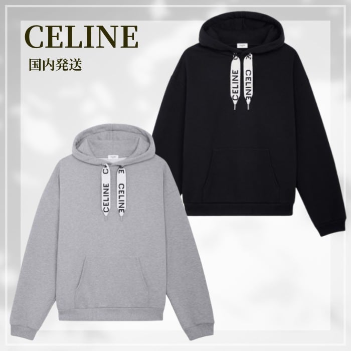 オールシーズン活躍！【CELINE】ルーズフーディ CELINE ルーズ フーディー / コットンフリース - ブラック | CELINE